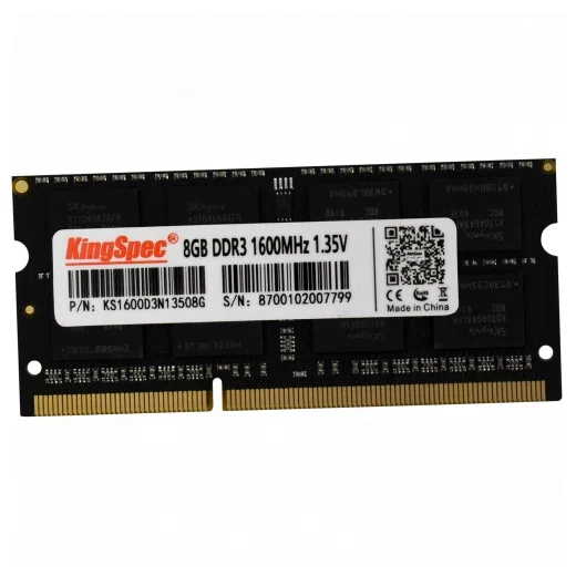 Память KingSpec DDR3 8Gb 1600MHz KS1600D3N13508G RTL PC3-12800 CL11 SO-DIMM 204-pin 1.35В